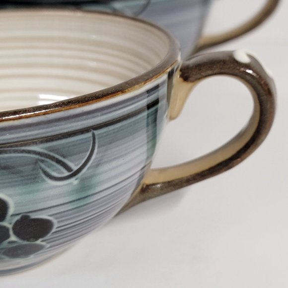 Vintage Hand Crafted Tea Cup Latte Coffee Stoneware Set of 3 Made in Japan - Picture 4 of 5